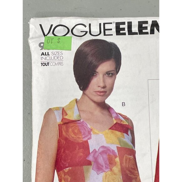 Y2K Vogue Elements 9653 Sewing Pattern Misses Pullover Tunics All Sizes Collar - Picture 6 of 6